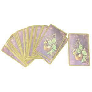 🃏 Vintage Birdcage Playing Cards Deck Purple Gold Back Cottagecore Craft Decor